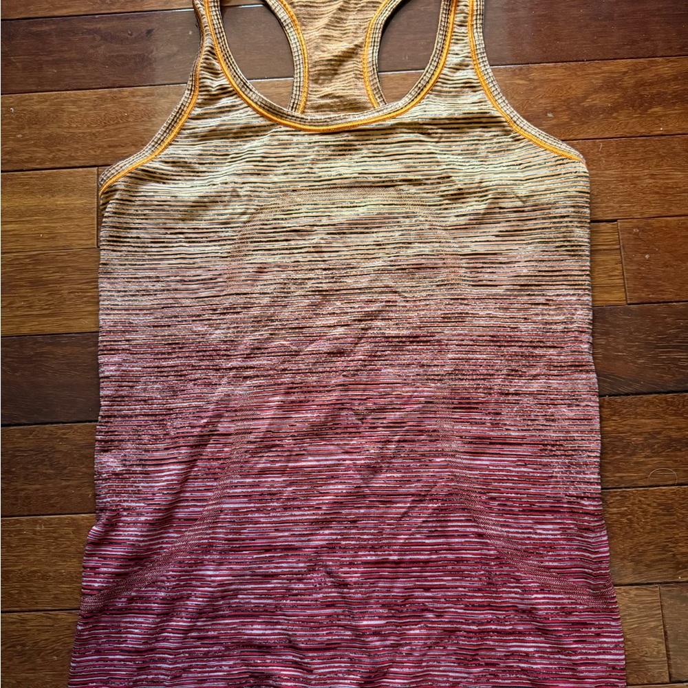 Lululemon Sleeveless Ombre Ribbed Tank Top - Pink to Yellow pit to pit 39